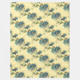 Vintage Blommigt Daisy och kornblommor Mönster Fleecefilt