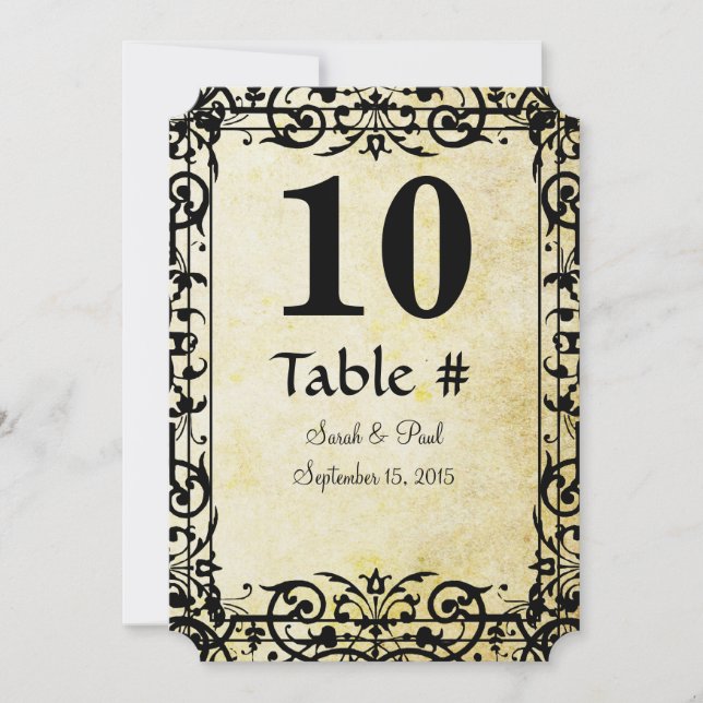 Vintage Blommigt Damask Wedding Bord No. Inbjudningar (Framsida)