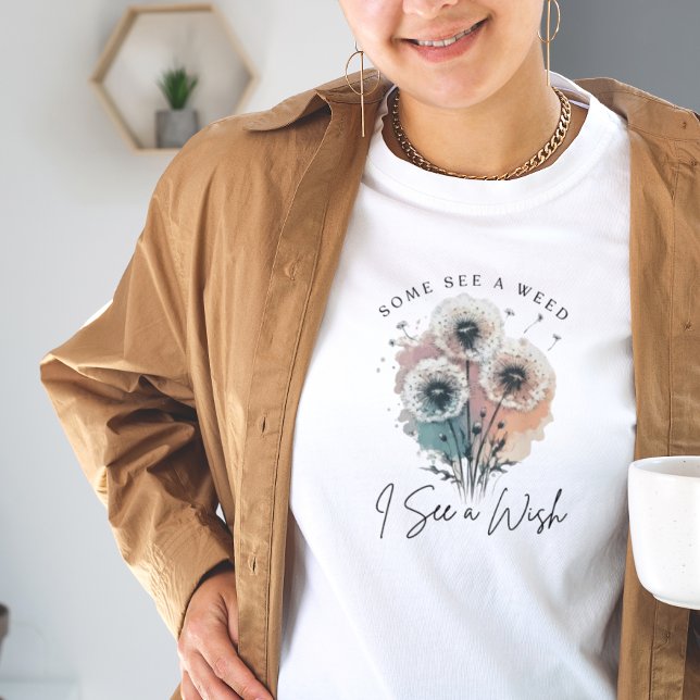 Vintage Blommigt Dandelion Wish Trendig Botaniskt T Shirt (Vintage Floral Dandelion Wish Trendy Botanical T-shirt Tee)