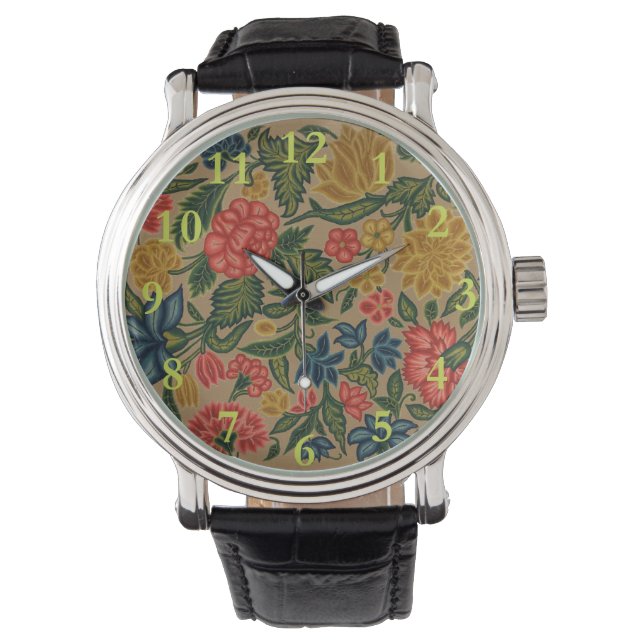 Vintage Blommigt Designer Garden Artwork Armbandsur (Framsida)