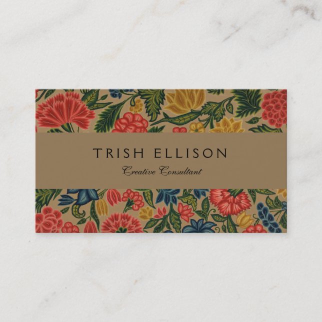Vintage Blommigt Designer Garden Artwork Visitkort (Framsida)