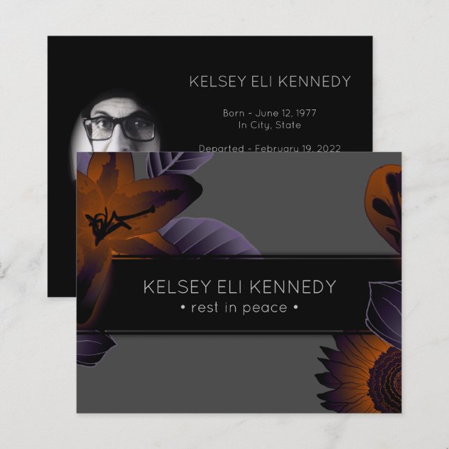 vintage blommigt elegant - begravning (Fram/baksida)