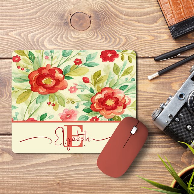 Vintage Blommigt Elegant Chic  Monogram Musmatta (Skapare uppladdad)