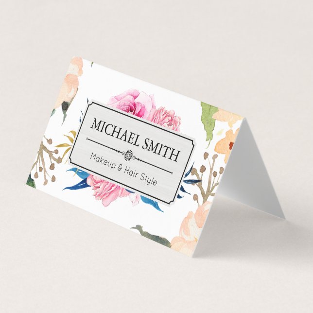 Vintage Blommigt Elegant Modern White Färg Visitkort (Framsida)