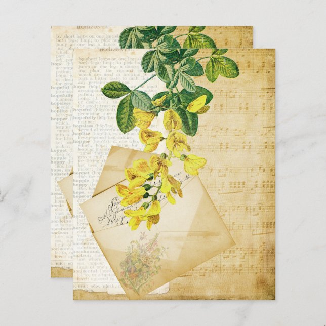 Vintage Blommigt Ephemera (Fram/baksida)