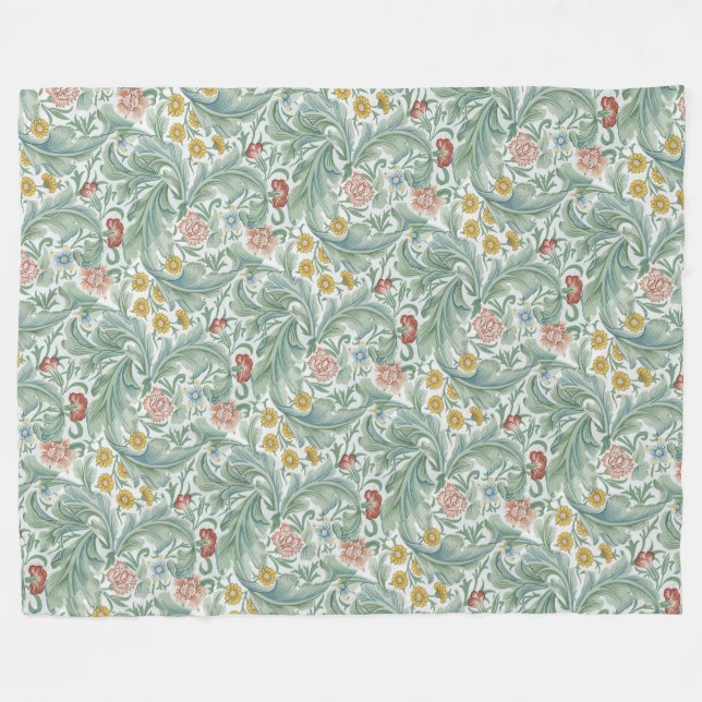Vintage Blommigt Flowers William Morris Leicester Fleecefilt (Framsidan (Horisontell))