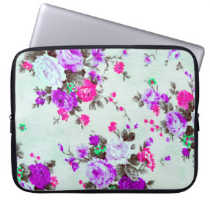 Vintage, blommigt, fraktion av färgstark reflektor laptop fodral