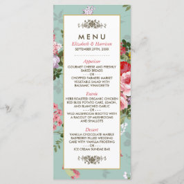 Vintage Blommigt Garden Botanical Bröllop Menu Meny