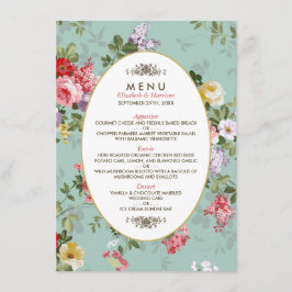 Vintage Blommigt Garden Botanical Bröllop Menu Meny