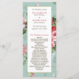 Vintage Blommigt Garden Botanical Bröllopsprogram Program