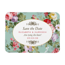 Vintage Blommigt Garden Botanical Spara datum Magnet