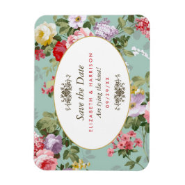 Vintage Blommigt Garden Botanical Spara datum Magnet