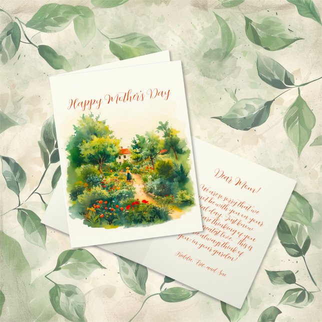 Vintage Blommigt Garden Mors dag Helgkort (Vintage Floral Grandma "Happy Mother's Day" folded card)