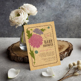 Vintage Blommigt Garden Party Baby Shower Inbjudan