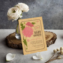 Vintage Blommigt Garden Party Baby Shower Inbjudan