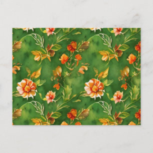 Vintage Blommigt Garden Watercolor Seamless Mönste Helg Vykort