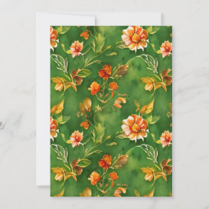 Vintage Blommigt Garden Watercolor Seamless Mönste Julkort