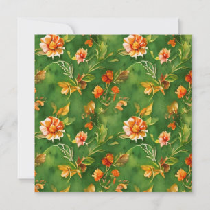 Vintage Blommigt Garden Watercolor Seamless Mönste Julkort