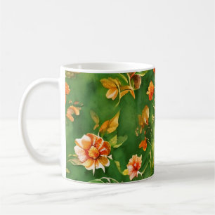 Vintage Blommigt Garden Watercolor Seamless Mönste Kaffemugg