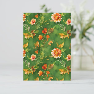 Vintage Blommigt Garden Watercolor Seamless Mönste Tack Kort