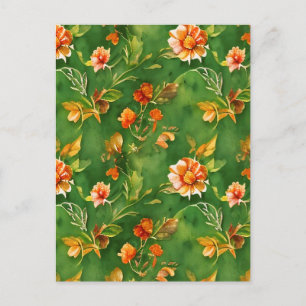 Vintage Blommigt Garden Watercolor Seamless Mönste Vykort