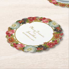 Vintage Blommigt Garland Autumn Ro Fall Wedding Underlägg Papper