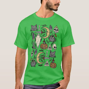 Vintage Blommigt Ghost Witch Pumpkin Halloween Cos T Shirt