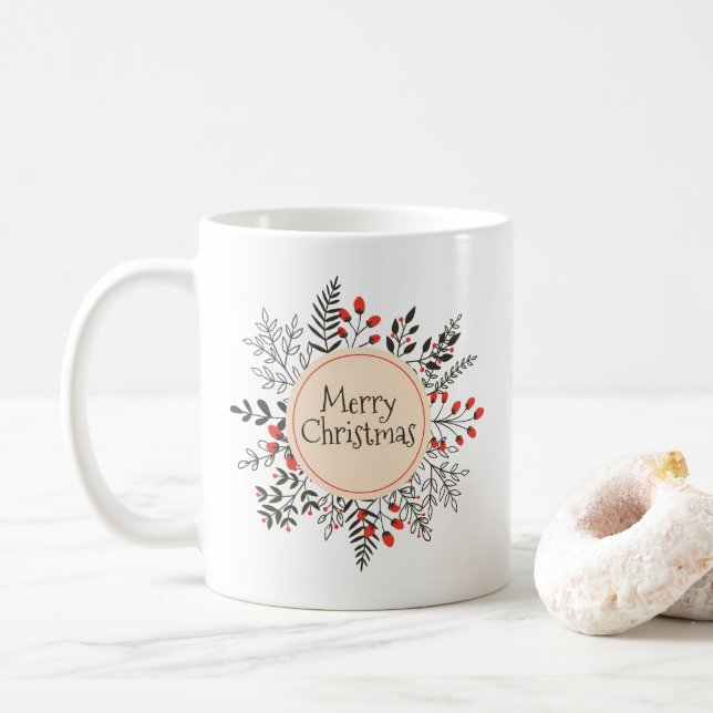 Vintage Blommigt God jul| Klassisk Mugg (Med munk)