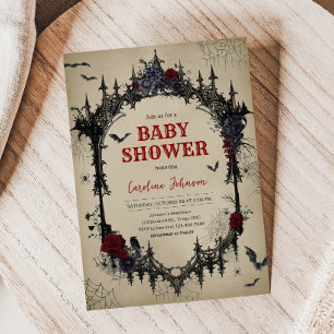 Vintage Blommigt Gothic Baby Shower Inbjudningar