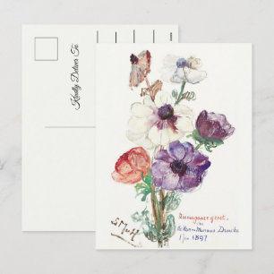 Vintage Blommigt Gott nytt år Helg Vykort