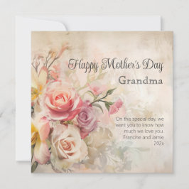 Vintage Blommigt Grandma Mors dag Card Julkort