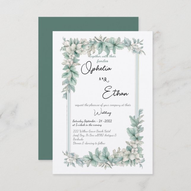Vintage Blommigt Gräns, bröllopsinbjudan Inbjudningar (Fram/baksida)