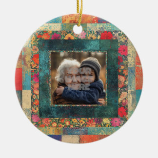 Vintage Blommigt Gräns Ram för dina foton Julgransprydnad Keramik