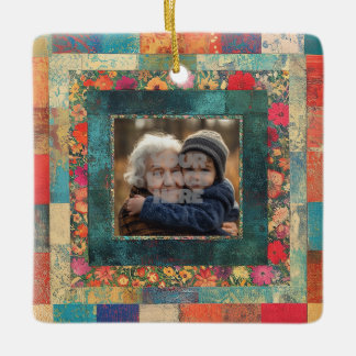 Vintage Blommigt Gräns Ram för dina foton Julgransprydnad Keramik