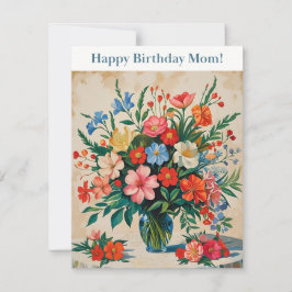 Vintage Blommigt Grattis på födelsedagen Mamma-kor
