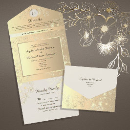 Vintage Blommigt Guld Bröllop