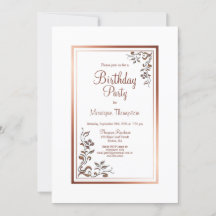 Vintage Blommigt Guld Gräns Födelsedagsfest