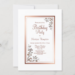 Vintage Blommigt Guld Gräns Födelsedagsfest Inbjudningar