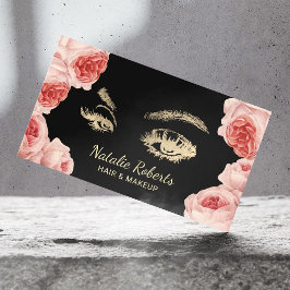 Vintage Blommigt Guld Lash Makeup Artist Hair Salo Visitkort
