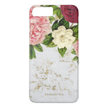 Vintage Blommigt Guld Marble Anpassningsbar