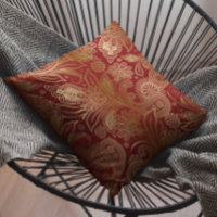 Vintage Blommigt Guld på Mörk Red Paisley Mönster