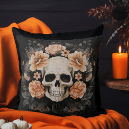 Vintage Blommigt Halloween Skull Kudde