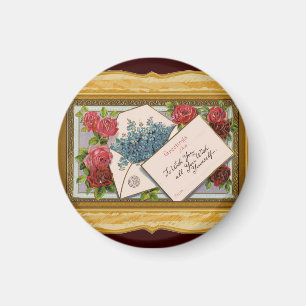 Vintage Blommigt Hälsning Magnet