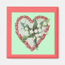 Vintage Blommigt Heart Magnet