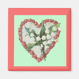 Vintage Blommigt Heart Magnet