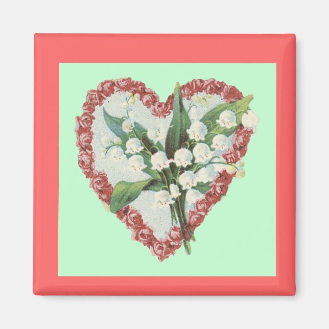 Vintage Blommigt Heart Magnet (Framsidan)