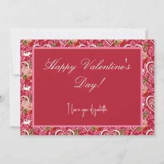 Vintage Blommigt Heart Valentine Day Card Julkort