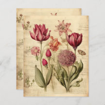 Vintage blommigt Herbal Scrapbook Papper