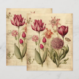 Vintage blommigt Herbal Scrapbook Papper