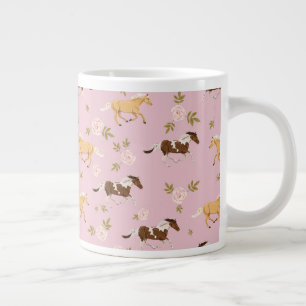 Vintage Blommigt Horse Mönster Jumbo Mugg